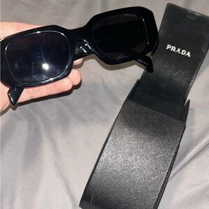 Prada Black Oversized Sunglasses with Glossy Finish